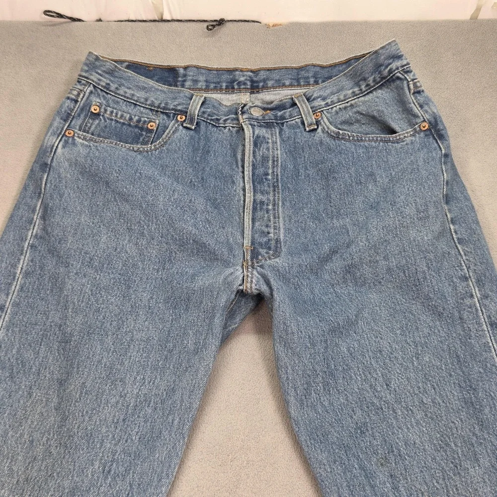VTG Levis 501 Jeans Mens 36x30‎ Blue Made USA Button 90s Faint Stains Fits 31x29